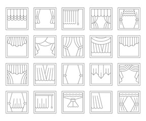 curtain and blinds icons set