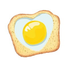 Fried egg in the shape of a heart inside a toast. delicious breakfast. - 496669677