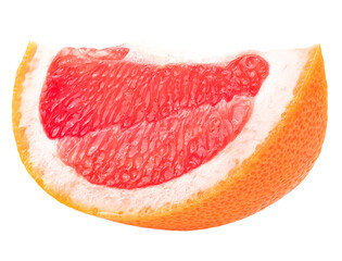 Fresh fruit - red grapefruit slice isolated on a white background.