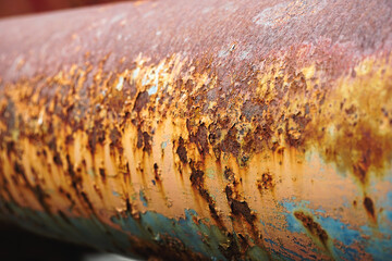 Rust and corrosion on steel pipes. Corrosion of metal.Rust of metals.Corrosive Rust on old iron....