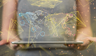 Fototapeta na wymiar Structure of world economy, communication network global