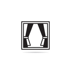 curtain and window icons set