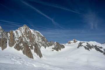 view of mont blanc massif from vallee blanche