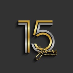 15th anniversary logotype. Anniversary celebration template design for booklet, leaflet, magazine, brochure poster, banner, web, invitation or greeting card. Vector illustrations.