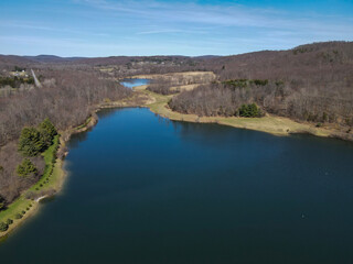 Fototapeta na wymiar Aerial view over the lake 