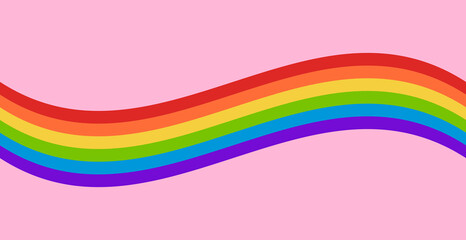LGBTQ+ Pride Flag Background. Retro Style Rainbow Wave on Pink Background. Vector Illustration for LGBTQ Pride Month. - 496672829
