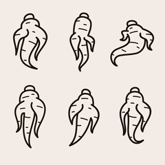 Red ginseng set. Collection icon red ginseng. Vector