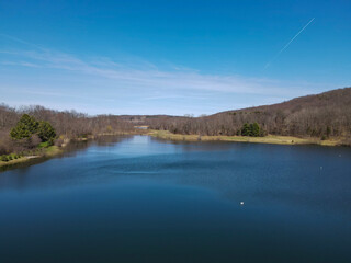 Lake and mountains in the between the trails 