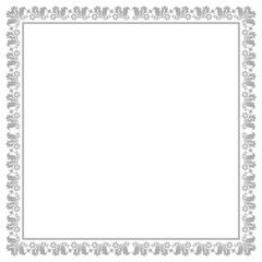 Decorative frame Elegant vector element for design in Eastern style, place for text. Floral grayand white border. Lace illustration for invitations and greeting cards