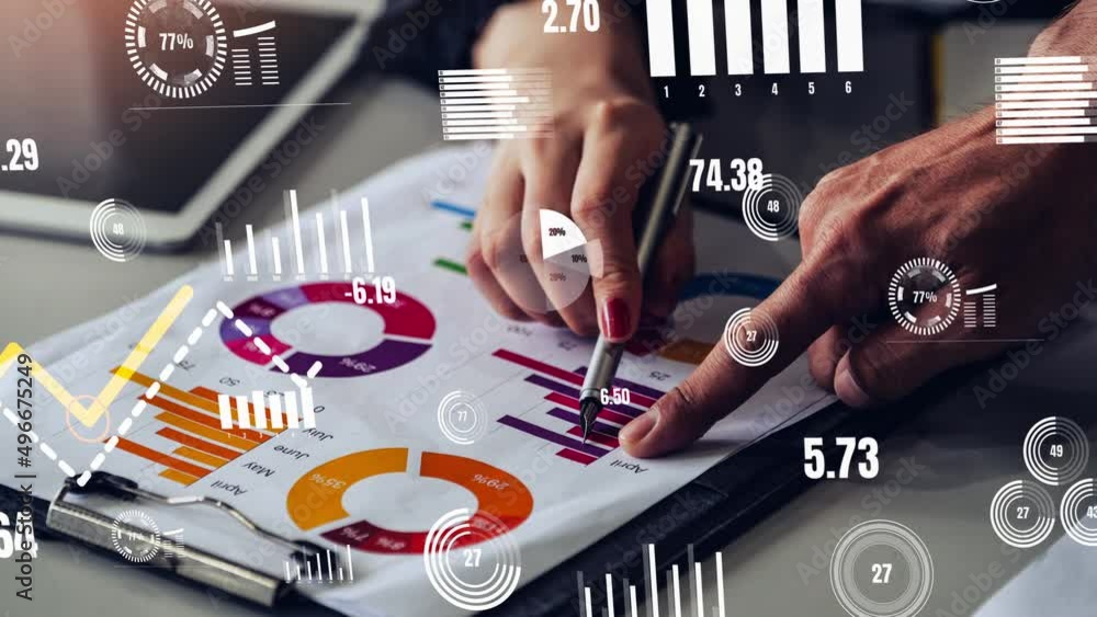 Poster conceptual business dashboard for financial data analysis . 3d render computer graphic .