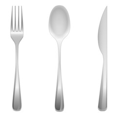 Fork, spoon, knife silhouettes icons. Cutlery silhouettes on white background. Vector cutlery set for serving illustration