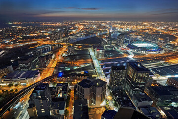 Fototapeta premium Aerial view of the skyline of Melbourne in New South Wales