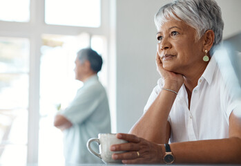 We just need to think about it. Shot of a senior couple in an argument at home.