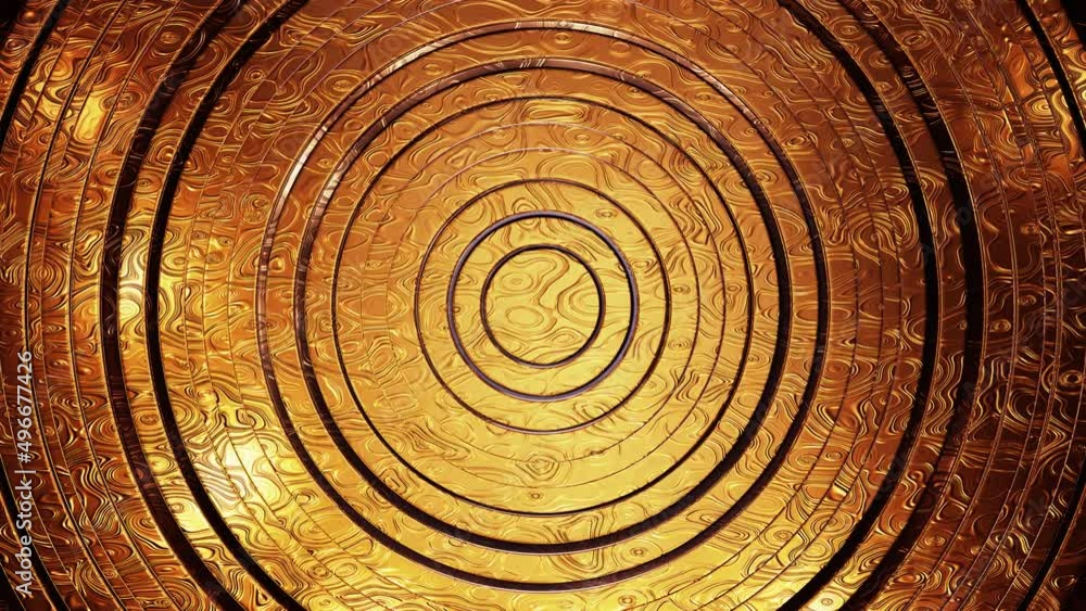 Aufkleber abstract looping 3d animation of the moving shiny fancy textured gold rings rendered in uhd as motio