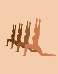 silhouettes of girls doing yoga