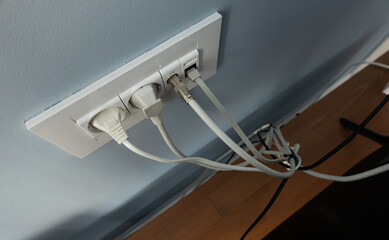 Home related do it yourself activities. Cable management for the power outlet, internet and TV...