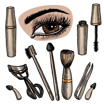 Set of cosmetick tools vector illustration isolated on white background