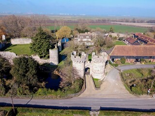 Aerial drone. Cooling Castle in Kent, England.