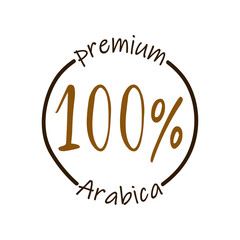 Premium arabica 100 percent sticker for package