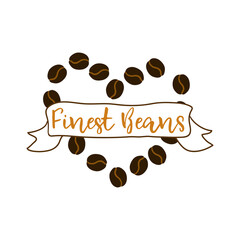 Finest beans sign at coffee beverage label