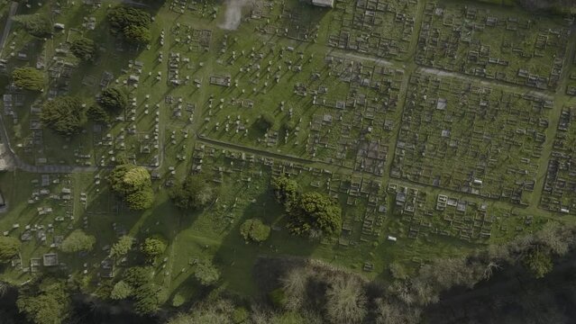 St Giles' Church And Graveyard, Matlock, Derbyshire, UK Birds-Eye-View Aerial Overhead Winter-Spring Season