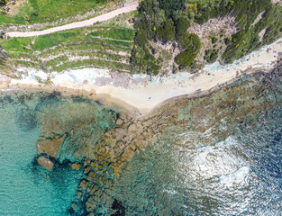 Aerial view of La Speranza beach coast in springtime