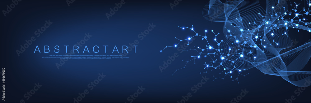 Aufkleber molecular structures or chemical engineering. abstract molecules background and medical concept. vec