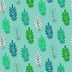 Vector seamless half-drop pattern, with leaves 