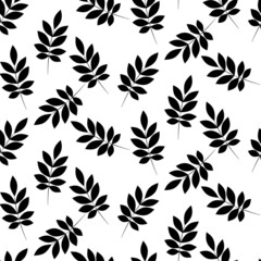 Vector seamless half-drop pattern, with leaves 