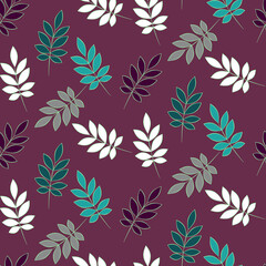 Vector seamless half-drop pattern, with leaves 