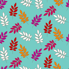 Vector seamless half-drop pattern, with leaves 