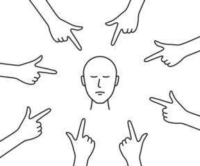 bullying or blame in society with thin line forefingers