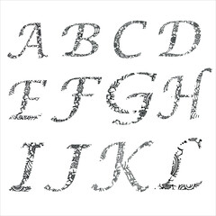 Alphabet coloring Book page Continuous line hand drawing illustration alphabet ,Color letter page for kids 