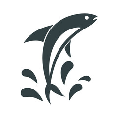 Simple fish icon design.  Vector illustration.  