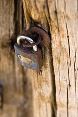 old rusty lock on the door