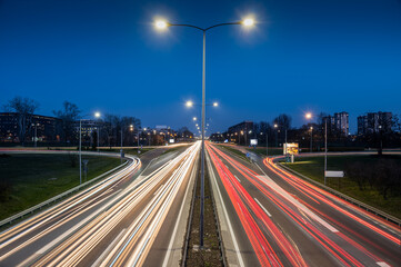 Light Trails On A Motorway At Night