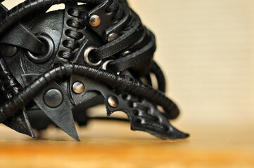 Obraz premium Photo of a steampunk leather wrist bracelet.