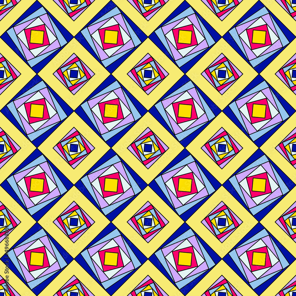 Poster the squares are inserted into each other at an angle and arranged in rows. colorful seamless texture