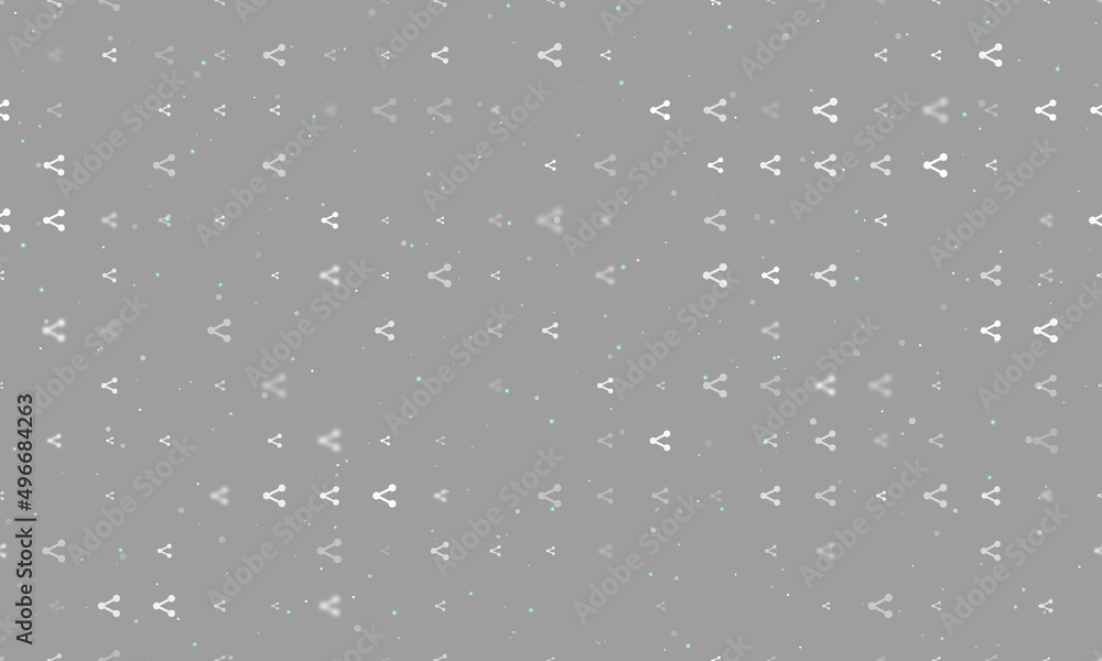 Poster seamless background pattern of evenly spaced white share symbols of different sizes and opacity. vec