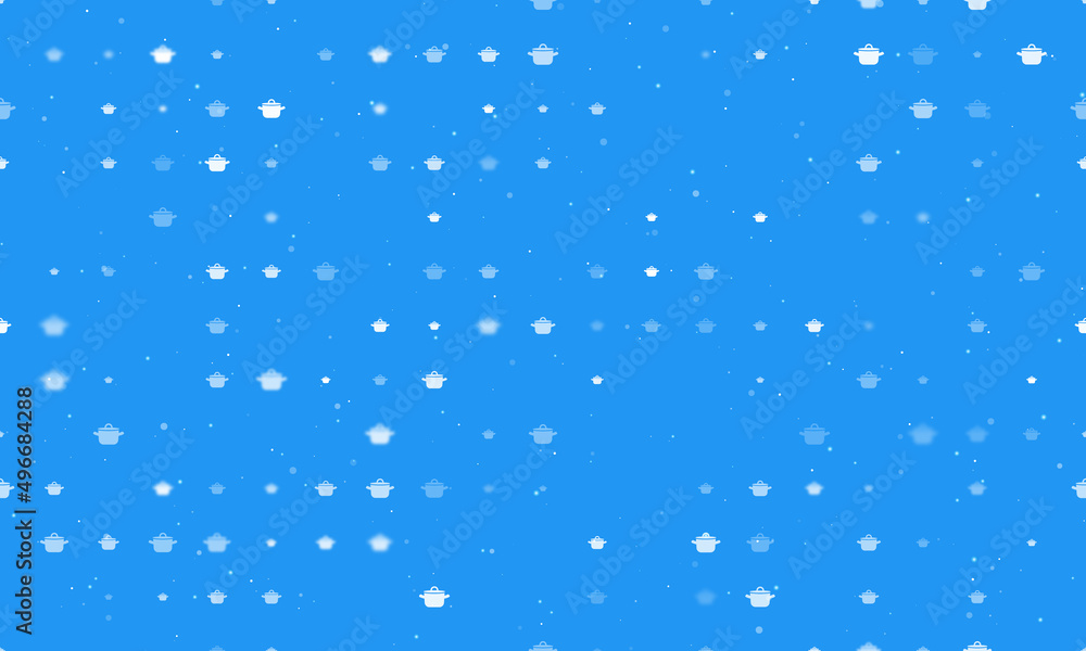 Poster seamless background pattern of evenly spaced white pot symbols of different sizes and opacity. vecto