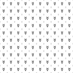 Square seamless background pattern from black astrological mercury symbols are different sizes and opacity. The pattern is evenly filled. Vector illustration on white background