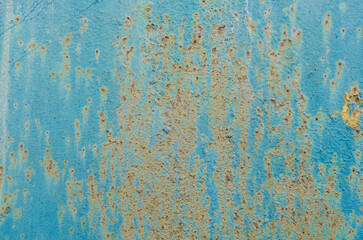 blue yellow rusty metal wall background