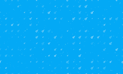 Fototapeta premium Seamless background pattern of evenly spaced white astrological connection symbols of different sizes and opacity. Vector illustration on light blue background with stars