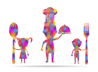 icon family eating low poly