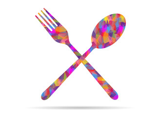 icon fork and spoon low poly