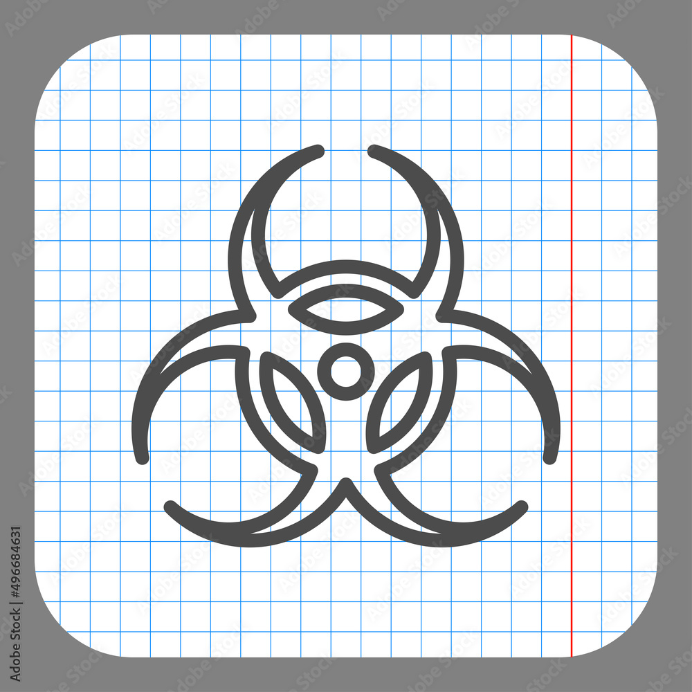 Poster biohazard simple icon vector. flat desing. on graph paper. grey background.ai