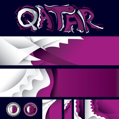 Qatar Abstract Flag Artwork Collection, Qatari Flag Colors (Vector Art) - 496684616