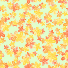 Vector watercolor. Simple floral seamless pattern. The onset of spring. Pastel colors. Beautiful design for fabric, backgrounds, wrapping paper