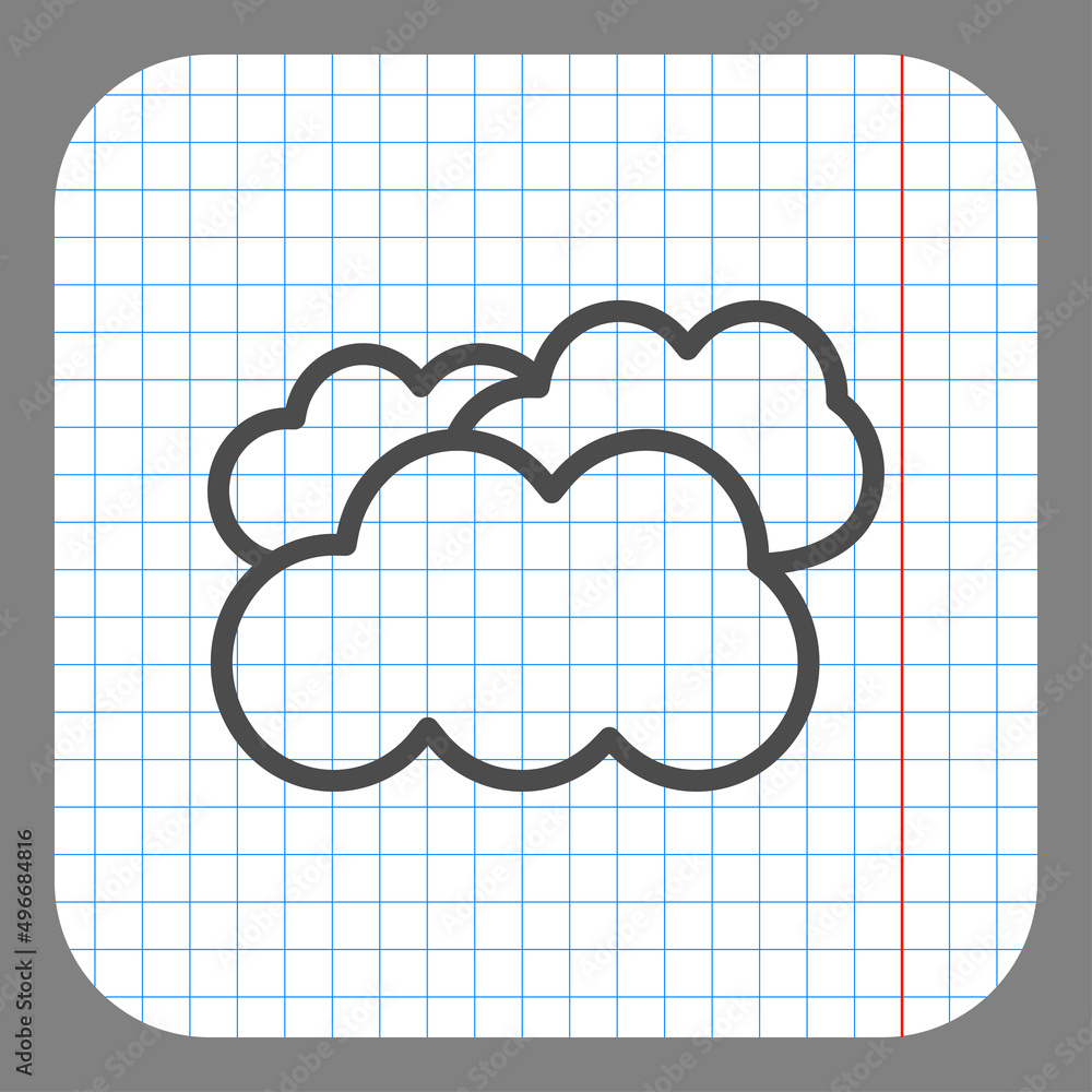 Aufkleber clouds simple icon vector. flat desing. on graph paper. grey background.ai