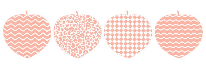 Set Peach ornament vector illustration